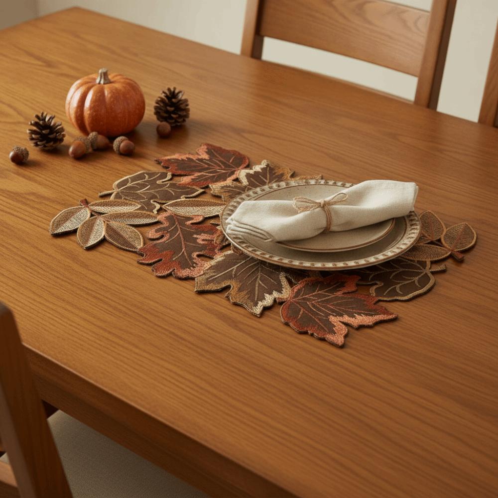 Hollow Design Maple Leaf Placemat Rustic Style Autumn Harvest Table Mat Harvest Festival
