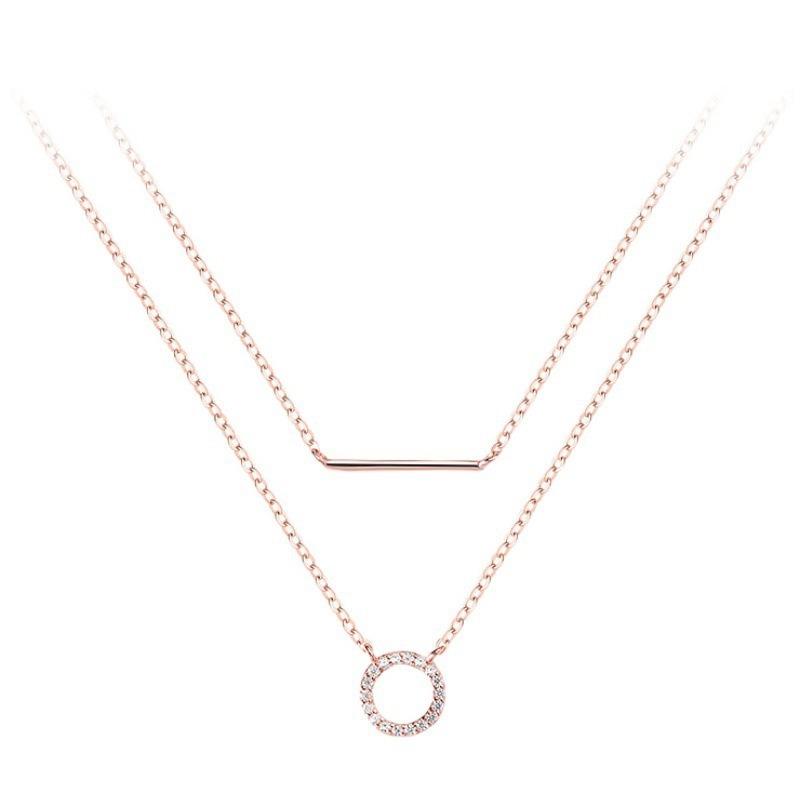 Women Fashion Light Luxury Double Layered Hollow Circle Geometric Pendant Clavicle Necklace