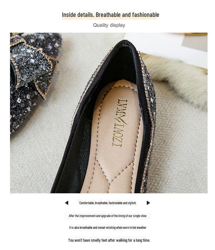 Summer Women's Flat Shoes with Bow & Rhinestones, Sizes 41-43 (2025 New)