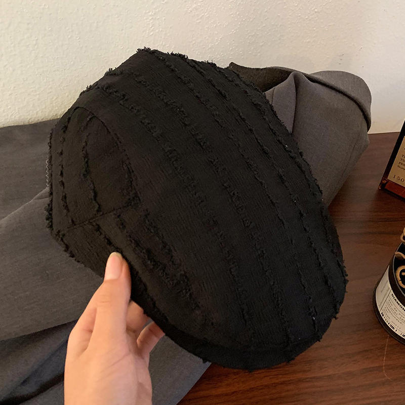 Japanese Retro Solid Color Striped Beret Women's Spring and Summer Literary Retro Versatile Face Small Thin Newsboy Cap
