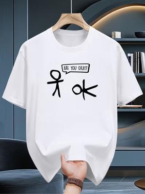 UnisexS TShirt with ARE YOU OKAY Stick Figure Print Featuring a Fun And Quirky Style EyeCatching And Casual Breathable Top