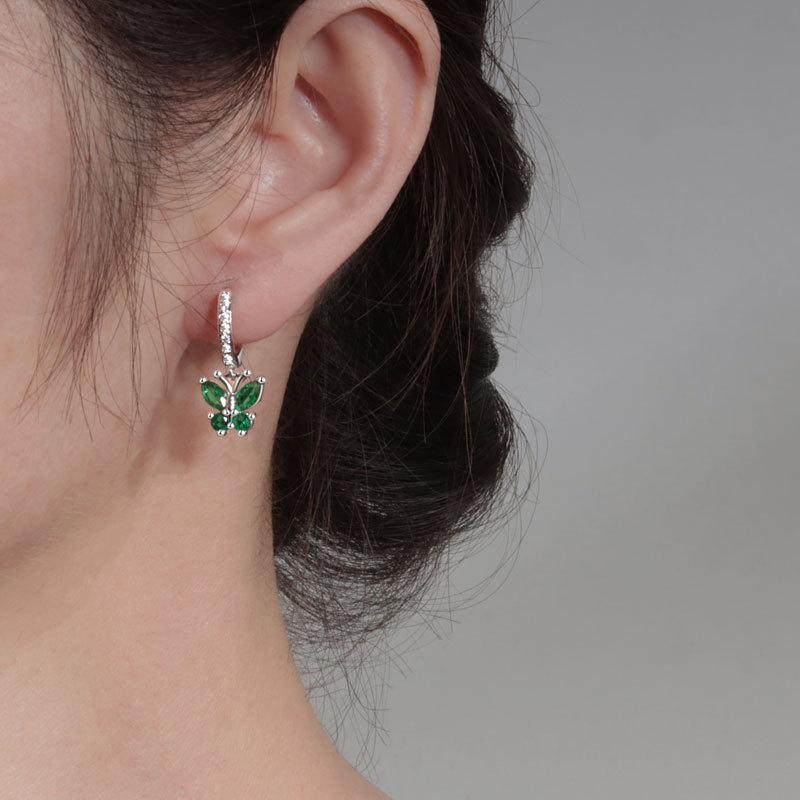 Exquisite Butterfly Zircon Earrings With Twelve Birthstones Fashionable And Simple Ear Clips Jewelry For Women