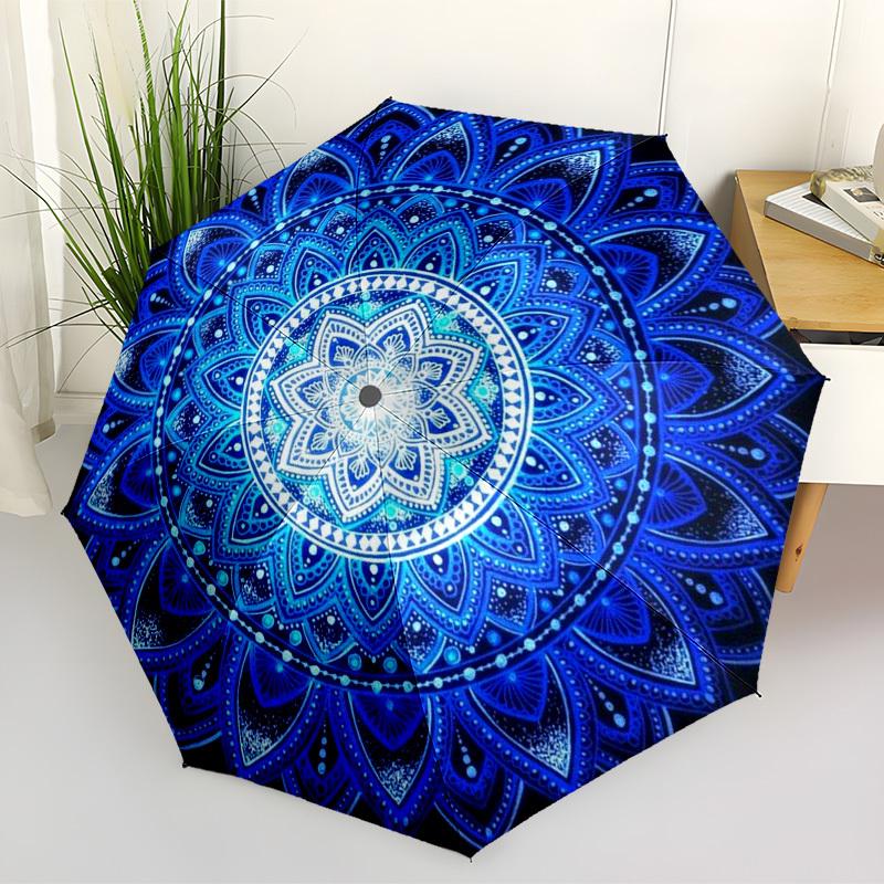 1pc Mandala Art Automatic Open/Close Umbrella, Folding Compact Umbrella with Lightweight Design for Women/Men yy251028169