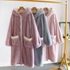 MiniZaru Fluffy Wearable Thick Fleece Long Cute and Plus Winter with Ear Hood Women's Blanket, Loungewear, Pajamas, Lined, Sleeves, Warm, Sizes, Wear,