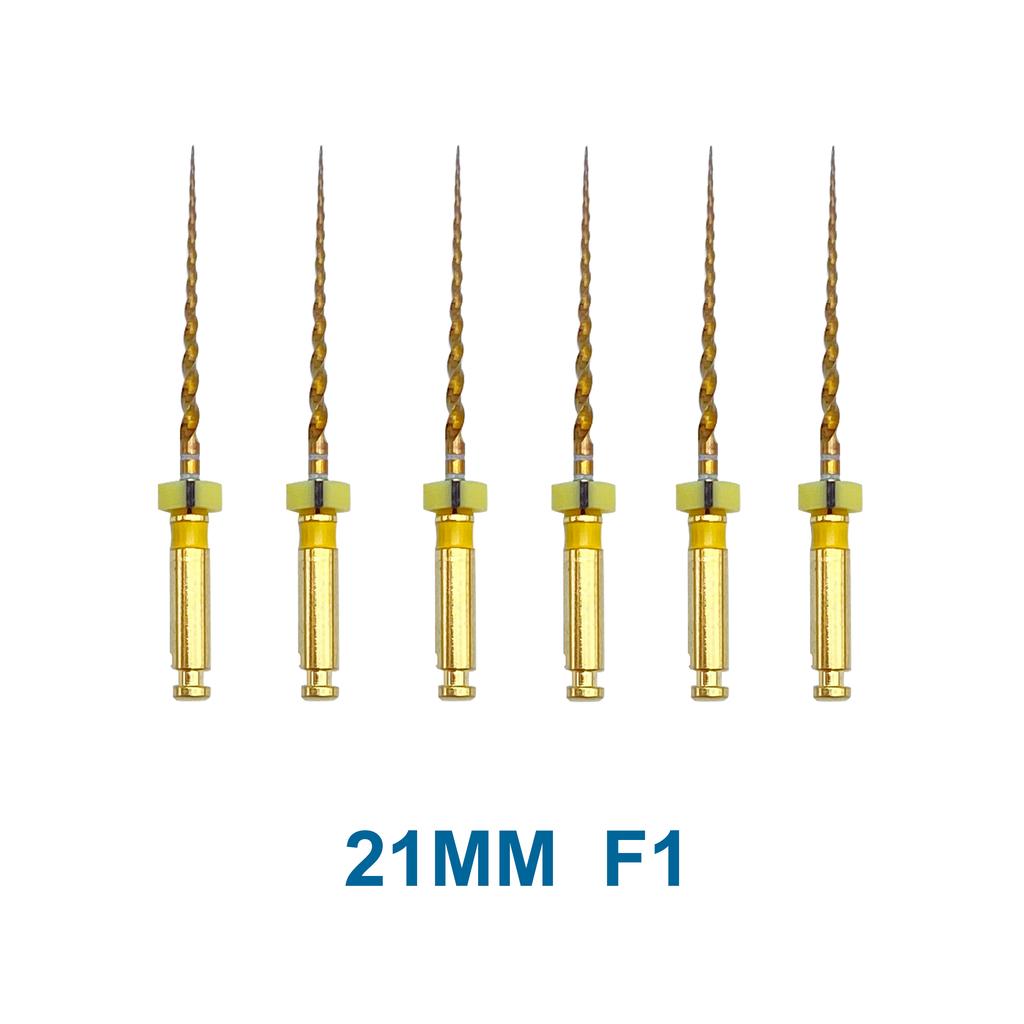 6 Pezzi Lime Endodontiche Dorate 19 21 25mm Flessibili Rotanti Canalare Radice Dentale Nichel Titanio