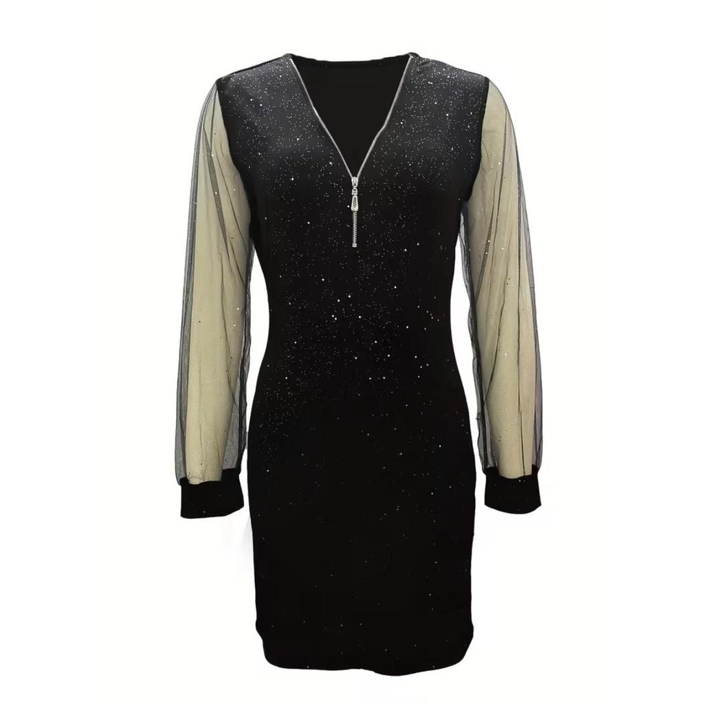 Frühling Sommer Neues Glitzer Bodycon Kleid, Europäischer Amerikanischer Stil Sexy Enganliegendes Partykleid