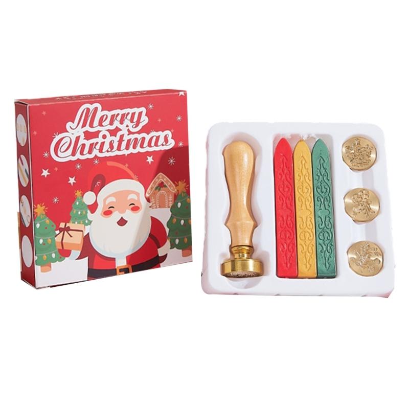 

Christmas Holiday Seal Stamp Set for Wedding Christmas Valentines, With Wood Handle, Replaceable Stamp Head, Seal Sticks 1