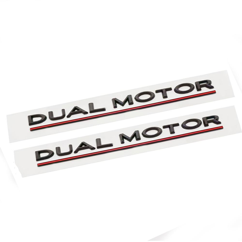 1X Auto Buchstabenaufkleber Modifikationsschild Aufkleber Doppelmotor ABS Dekoration Abzeichen Emblem Auto Zubehör Für Tesla 3 Und X S SP85D