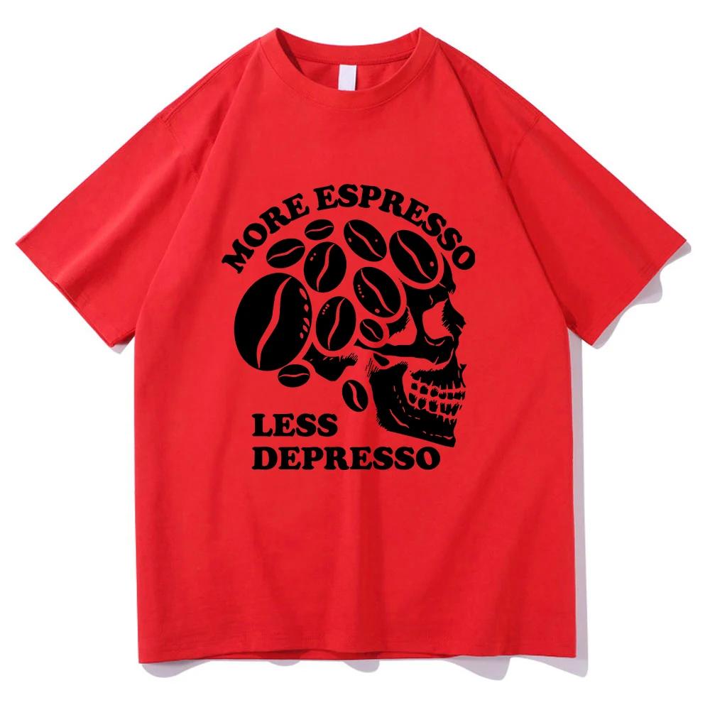 

Больше Эспрессо Меньше Депрессо Футболка Скелет Кофе Мужская/женская Одежда Харадзюку Винтаж Унисекс Хлопок Графические Футболки Одежда XXXXL