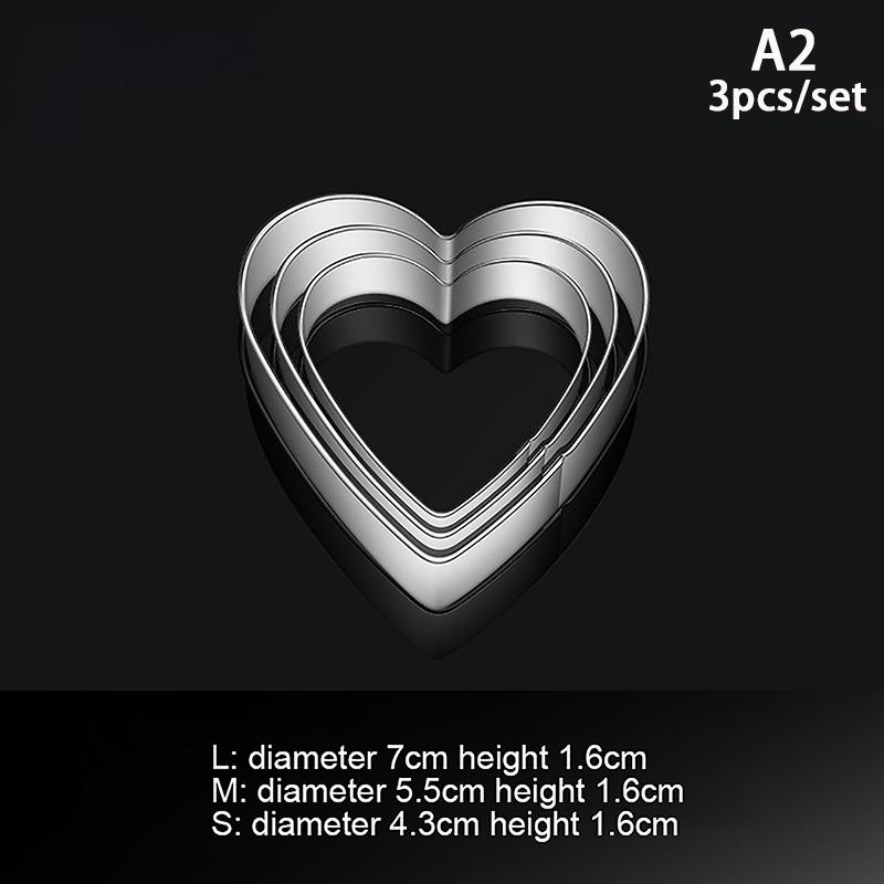 Baking Mould Baking Mould Egg Mould Stainless Steel Cookie Cutter Biscuit Diy Mold Star Heart Flower Cutter 3Pcs/Set