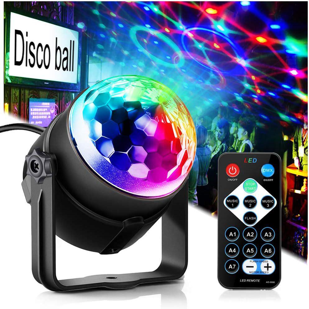 Sound-Activated LED Magic Crystal Ball Light - Mini Rotating Stage Light for Atmosphere, KTV, Bar, DJ