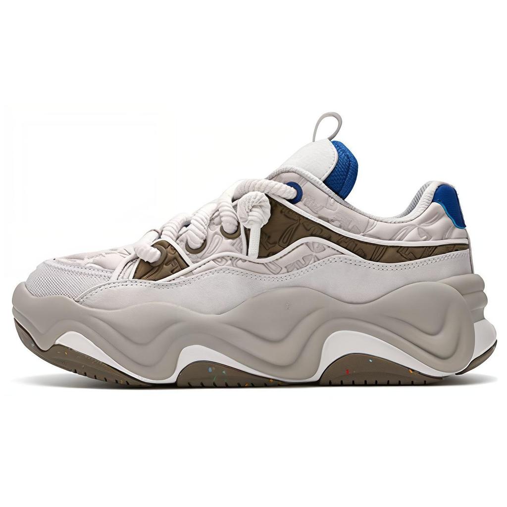 FILA Brook LV Fabric Synthetic Leather Comfortable Versatile Wear-Resistant Breathable Low-Top Casual Shoes Men sneaker Gray Green F12M341202FND