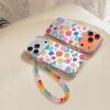 Korean Style Silver Background Phone Case with Colorful Flowers for iPhone 15P, 16, 17, and 17 Pro Max, Double Layer Design for Women