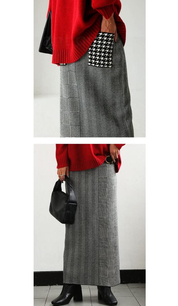 Antiqua Houndstooth Knit Free Size Black Women's Skirt, PN-00348, 05,