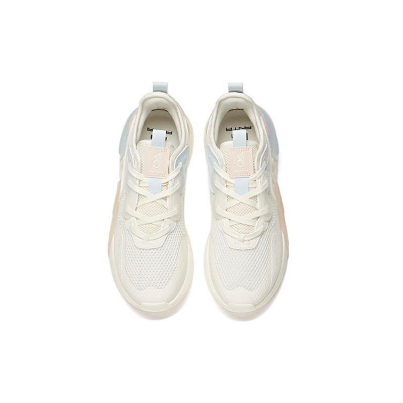 Anta Lifestyle Series Mesh Breathable Low-Top Sneakers Women Sneakers White Gray Pink 122128800-1