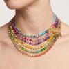 Cross Zircon Necklace Three Layered Choker Necklace For Women Girls Fashion Rainbow Beads Pendant Necklace Jewelry Accessory