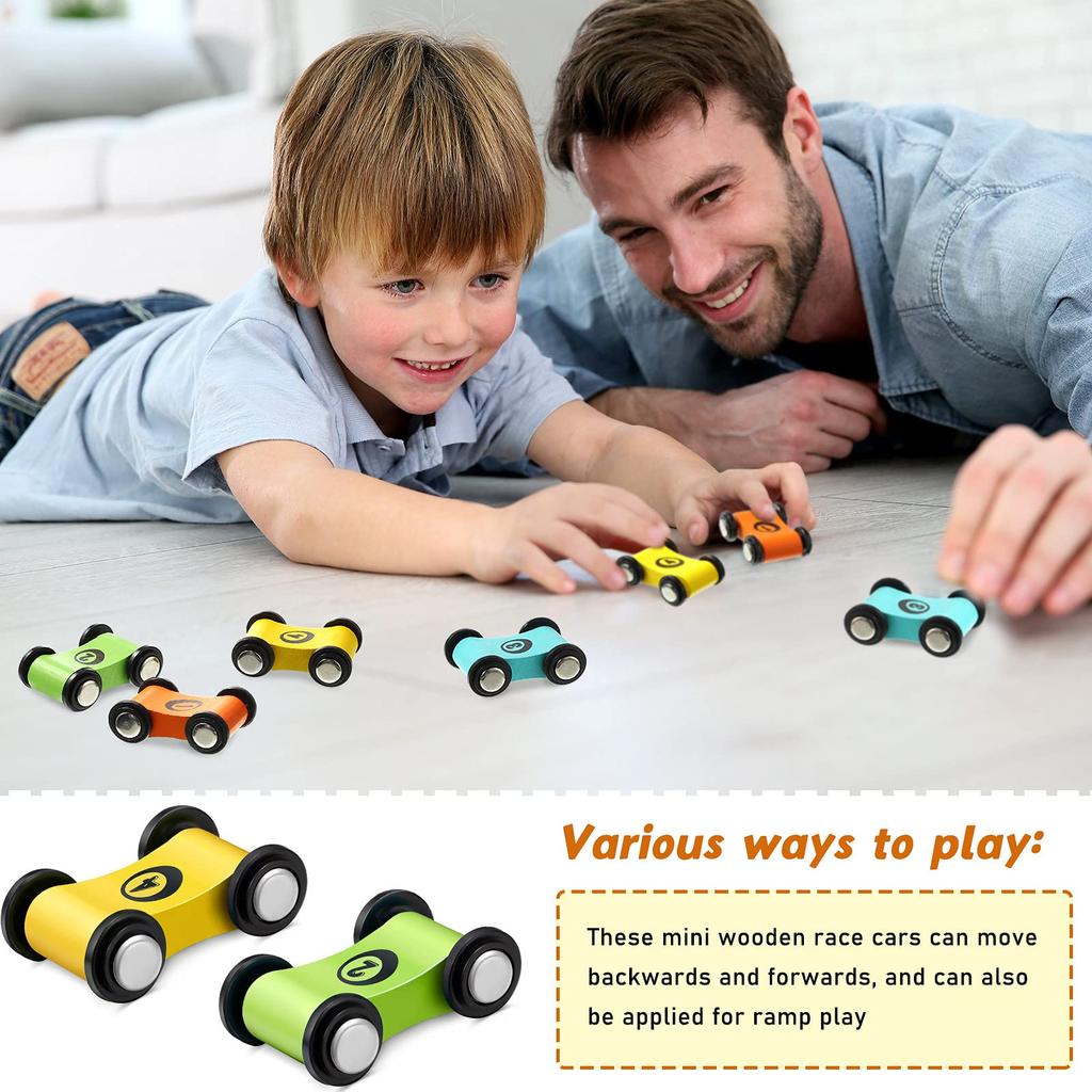 1/4Pcs Mini Wooden Gliding Car Toys Ramp Race Mini Slide Track Car Games Replacement Car Colorful Fun Model Vehicle Toys For Boy
