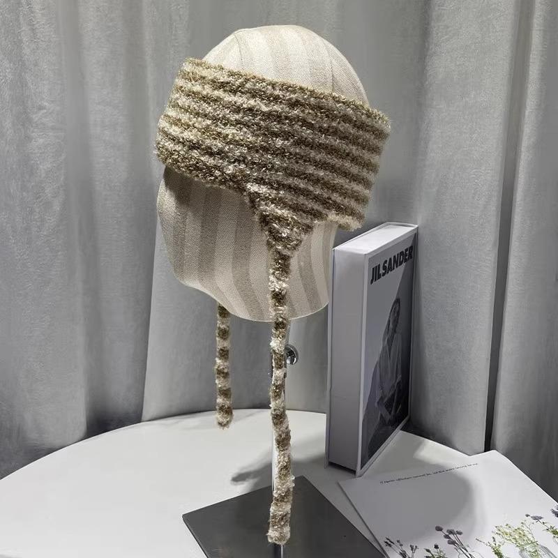 Japanese Hand knitted Thick Wool Wool Hat Autumn and Winter Riding Ear Protection Bag Head Hat Lei Feng Hat Knitted Hat Trendy and Cool