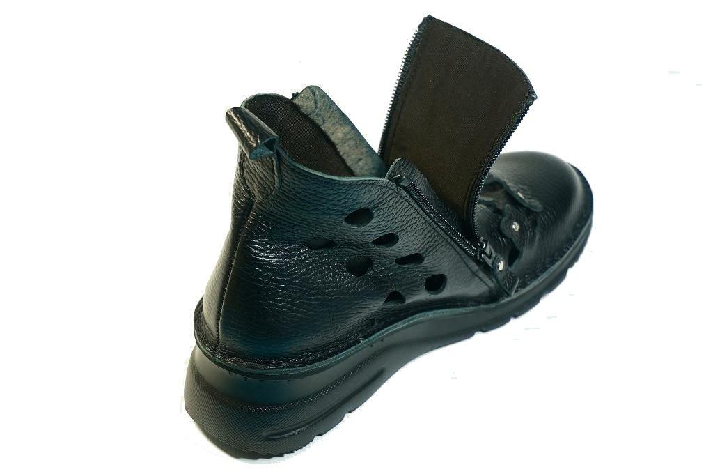 Spring Short Made In Zippered Genuine Leather [Yuriko Matsumoto] Boots, Boots, Japan, Corsage, Flower, Double-sided Boots, (black,