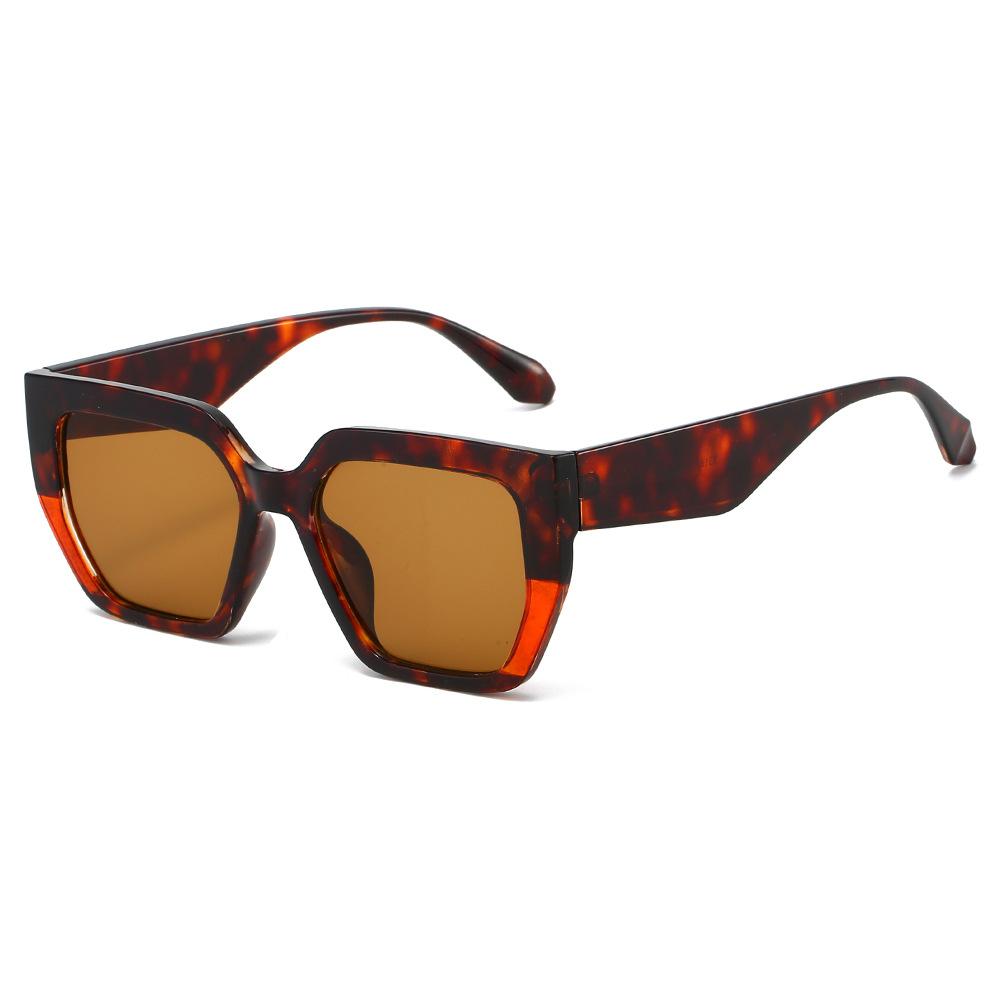 New Retro Square Leopard Gradient Women Sunglasses  Personality Contrast Thick Frame Design Fashion Trend Men Shades Uv400