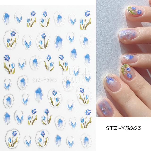 Тюльпан клейкие наклейки для ногтей наклейки Diy дизайн ногтей украшения для ногтей
