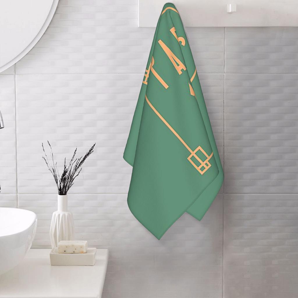 Art Deco Design in Green Soft Face Towel Quick Dry Pool Bath Cotton Towels Absorbent Quick
