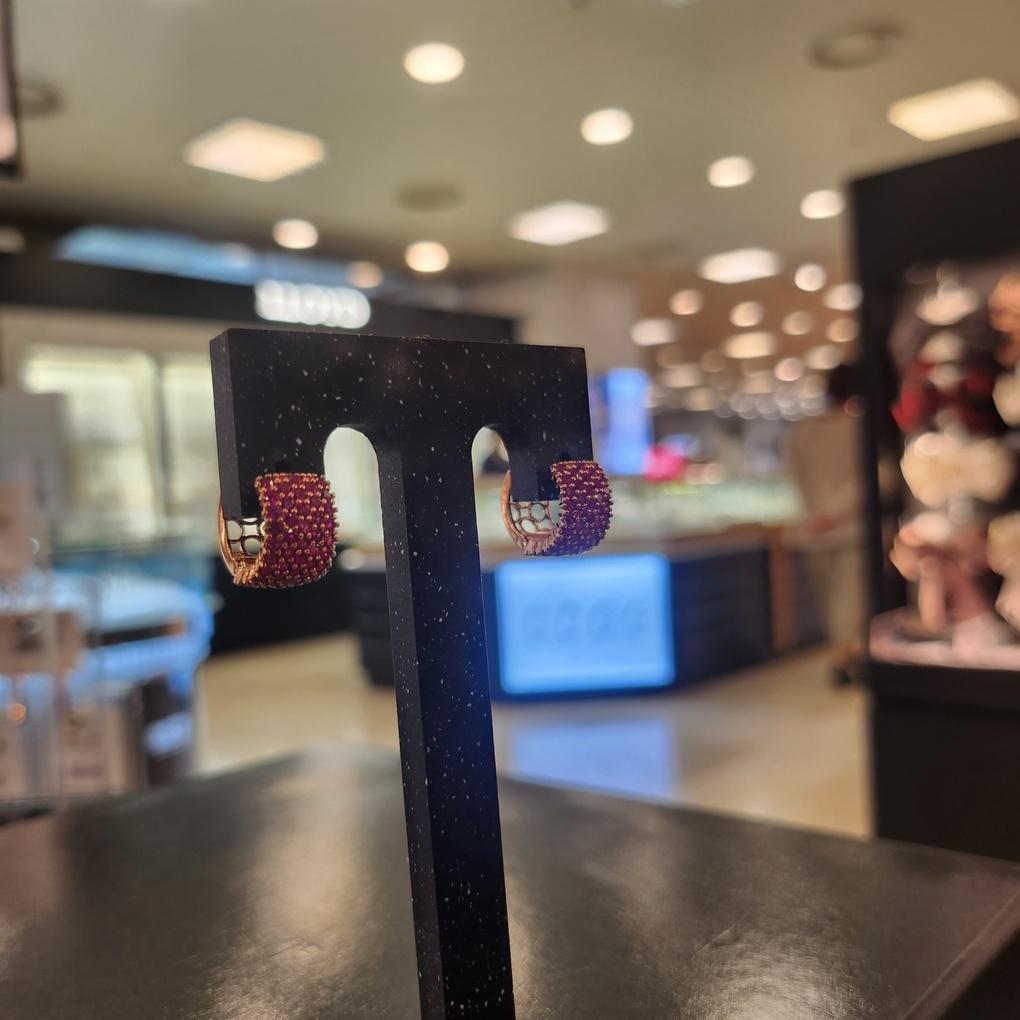 ARTRIA Square Ruby One-Touch E Red Earrings EGSERKK0004RBF