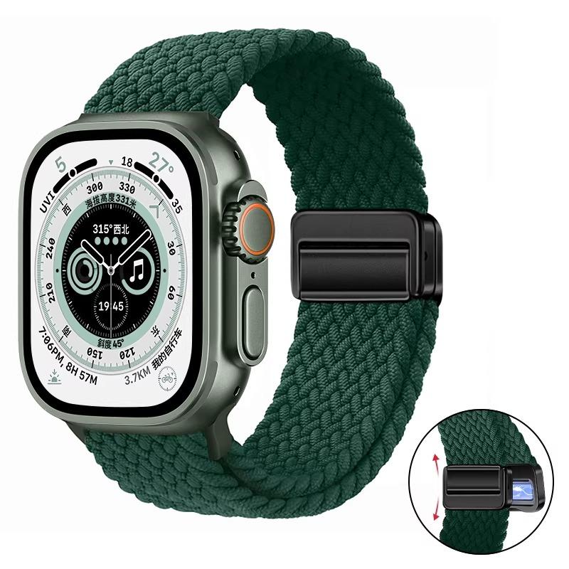 Nylon Braided Band For Apple Watch Series Ultra 3 2 1 49mm 11 10 46mm 42mm 9 8 7 45mm 41mm Magnetic Strap iWatch 6 5 SE 44/40mm Belt
