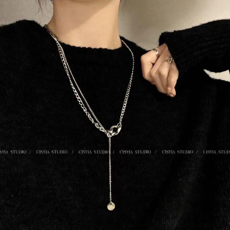 Fashion Design Double Layer Stacked Wear Passepartout Necklace Femininity Light Luxury Advanced Sense Gypsy Small Waist Hair