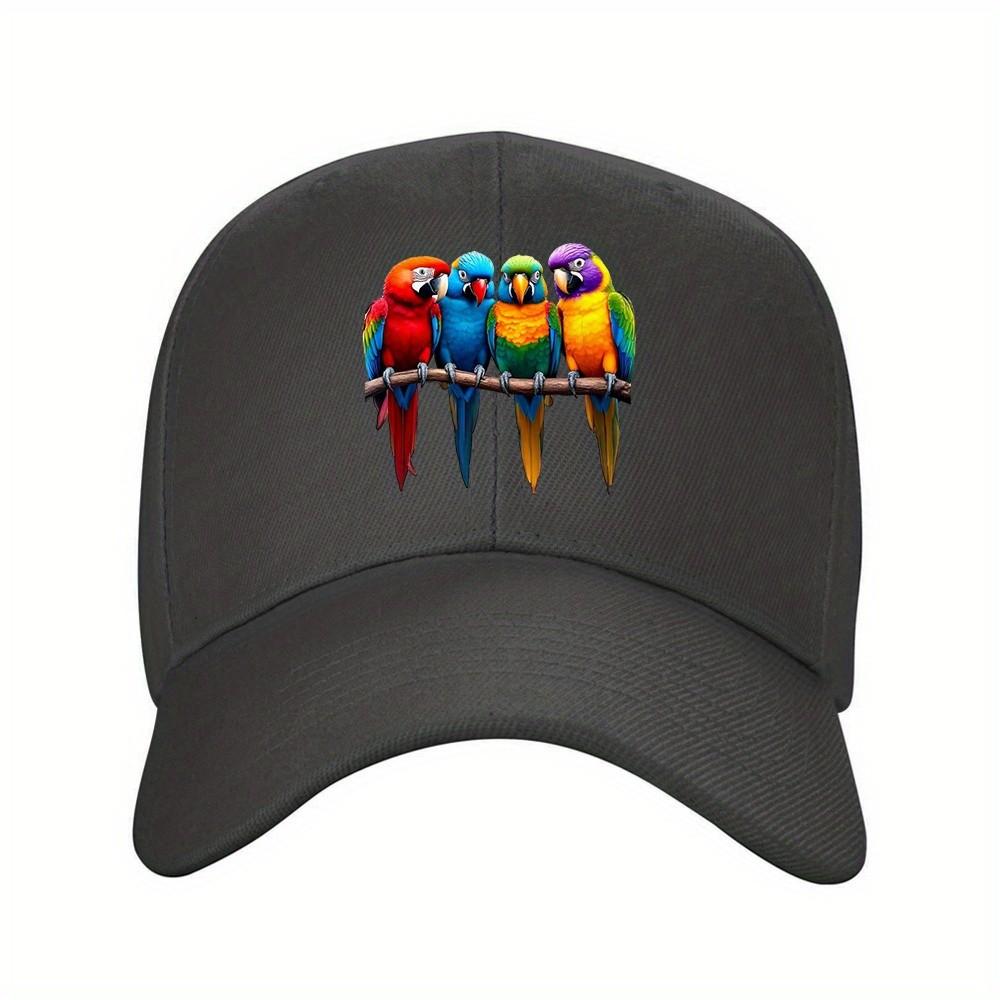 Vibrant Parrot Print Baseball Cap Unisex Polyester Adjustable Outdoor Sports Casual Hat