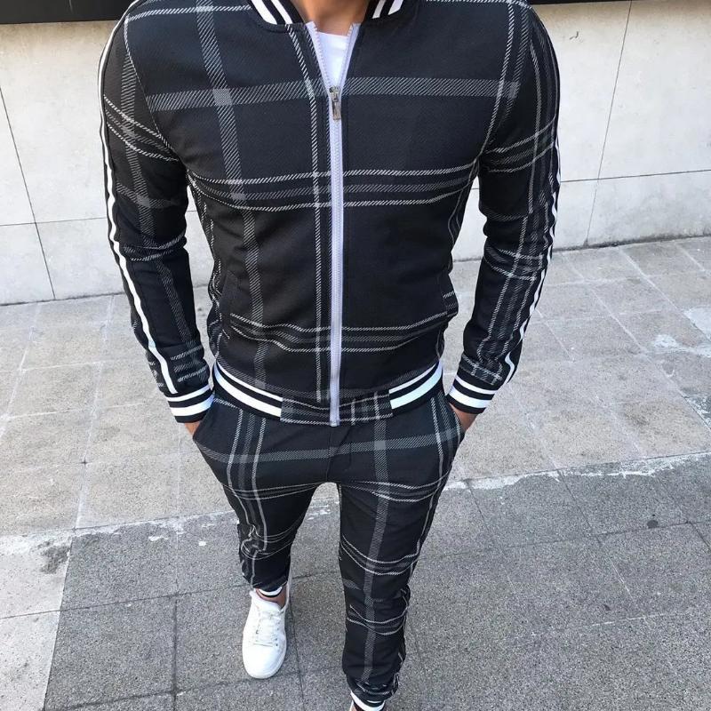 

Чоловічий повсякденний спортивний комплект осінь 2023 Європа та США Тонкі брюки на блискавці Набір із 3D-друком XL