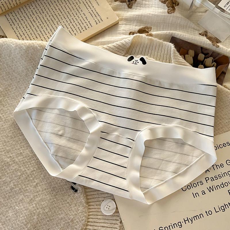 Damen Frühling Sommer Süße Dackel Aufdruck Baumwolle 10A Antibakteriell Verlängerter Schritt Mittlere Taille Slips