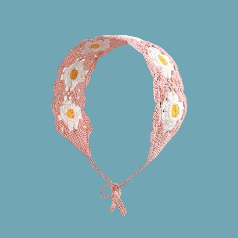 Süße Mädchen Buntes Häkelstirnband Sommer Sonnenschutz Turban zum Binden Camping Kopfwickel Teenager Liebliches Haartuch