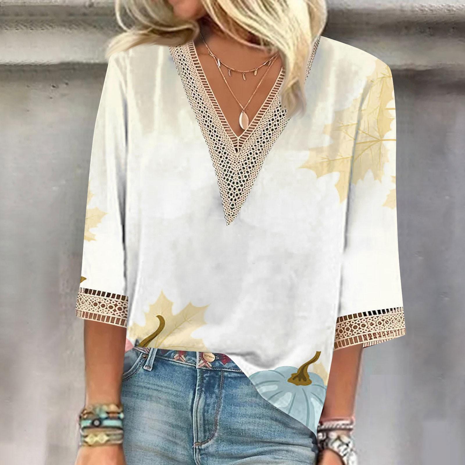 

Женский модный повседневный топ с v-образным вырезом и укороченными кружевными рукавами на Хэллоуин XL