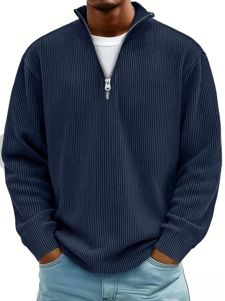 Men's Stand-Up Collar Corduroy Polo Shirt - Autumn/Winter 2025 Collection