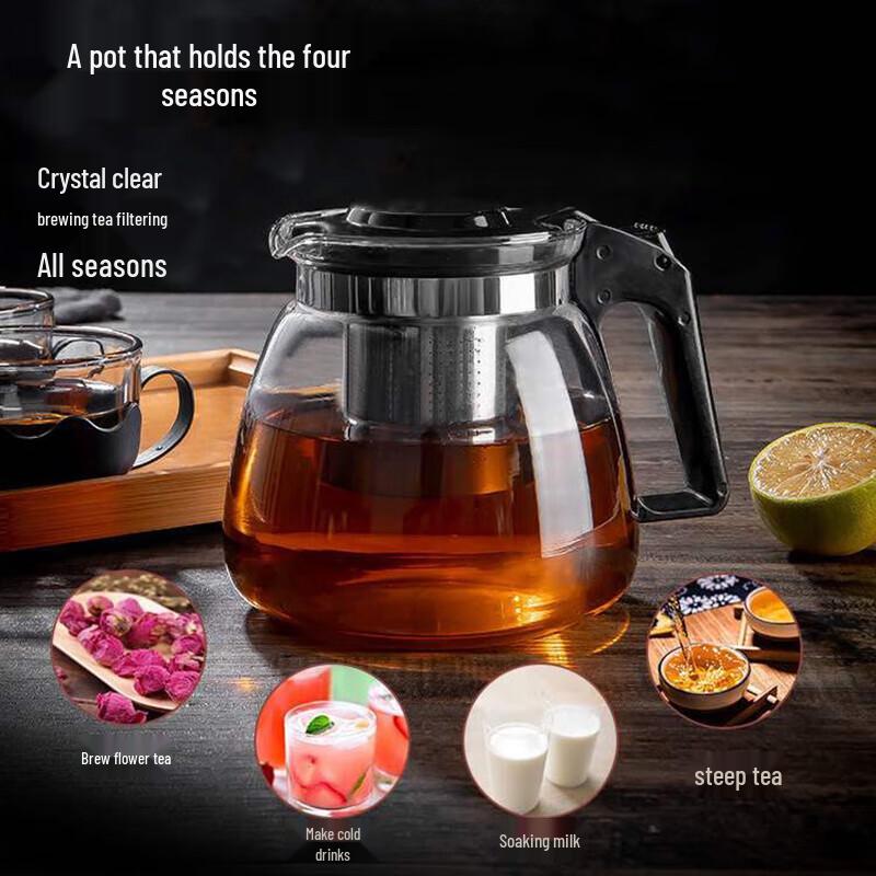 Heat-Resistant Large Glass Teapot & 4-Cup Set