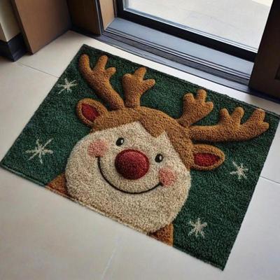 Felpudo de Navidad Rojo Papá Noel Exterior e Interior Pan de Jengibre Ciervo Alfombra Año Nuevo 2026 Feliz Navidad Decoración para el Hogar Felpudo
