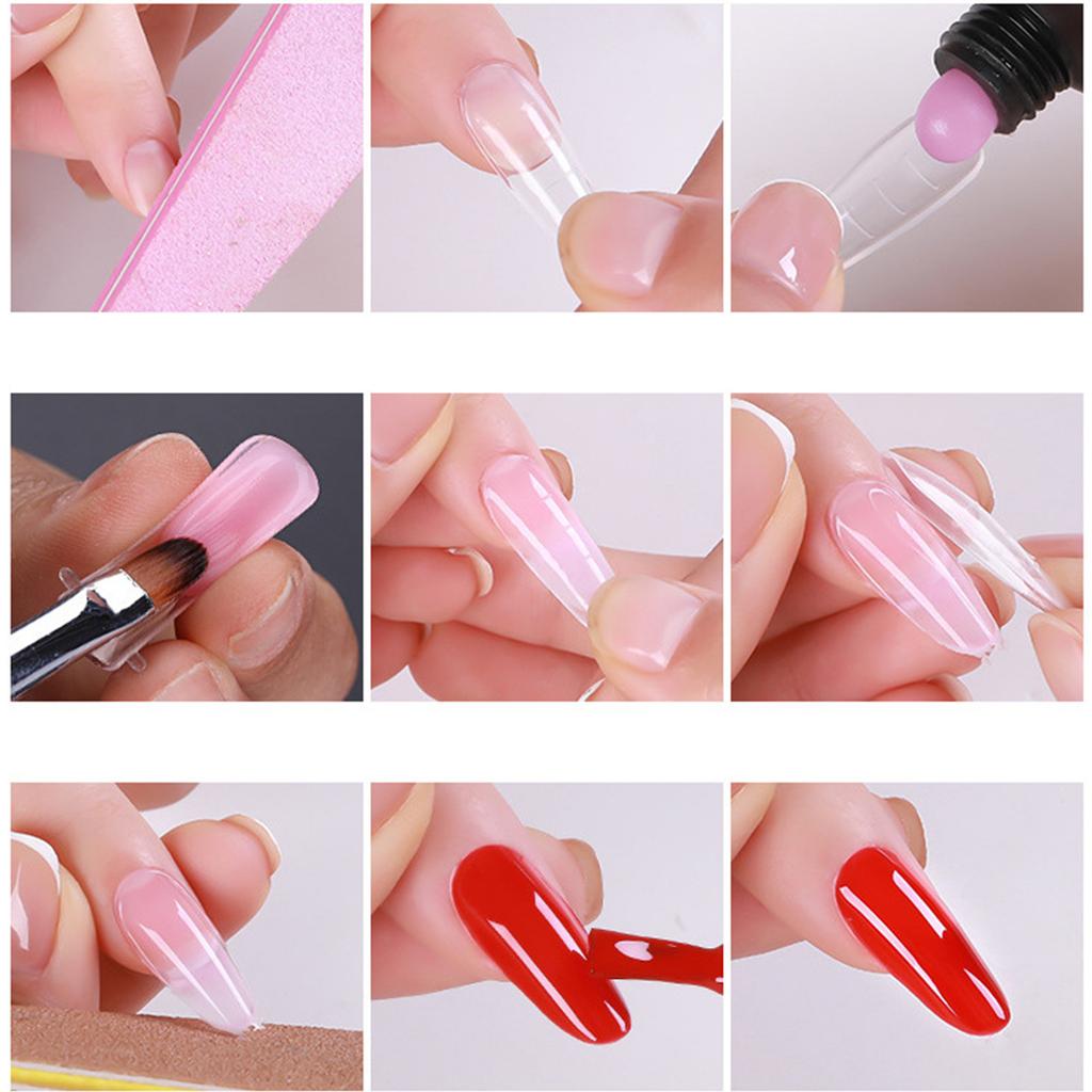Klar Full Dekning Dualt Neglesystem Form Fransk Tupp Negleklistremerker UV Gel Neglekunstform Kunstige Negletipper for Forlengelse