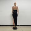 Women's Halter Neck Deep V Halter Dress Design Sense Spice Girl Oblique Slit Fringe Dress