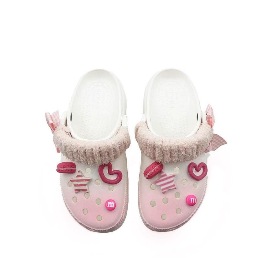 Crocs Classic Platform Clog EVA Corner Meets Love Beach Girl School Style Hole Shoes Unisex Pink