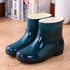 Rain shoes women's autumn and winter nonslip waterproof rain boots flatbottomed fashion water shoes warm velvet overshoes women's shoes