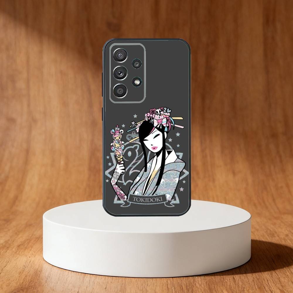 J-Japan T-okidokis Girl Phone Case For Samsung S25,S24,S21,S22,S23,S30,Ultra,S20,Plus,Fe,Note,10,9,5G Black Cover