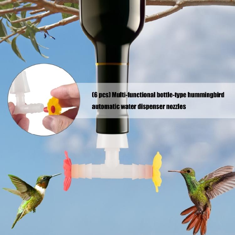 6PCS Hummingbird Feeders Tube Set Leak Resistant Tapered Stopper Flower Tip Feeders Nozzles for Outdoor Garden Yard Use