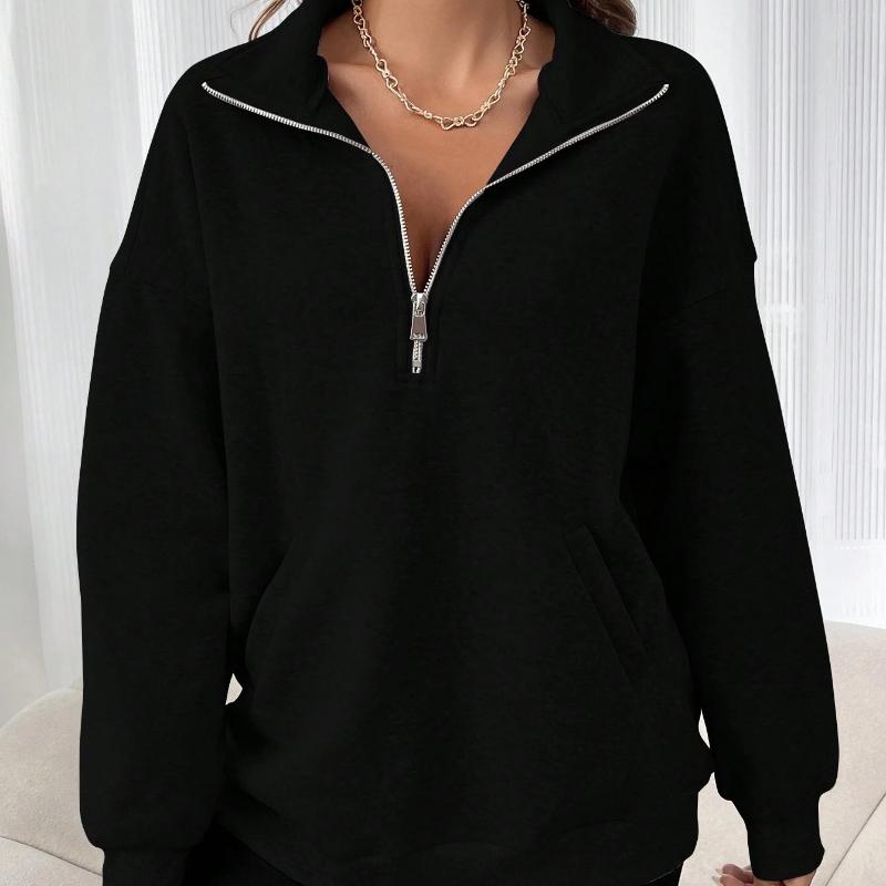2025 Autumn/Winter New Collection, Fashion, Zipper, Collar, Solid Color, Casual Top, Women's, Hoodie, Interior Top, Autumn/Winter Interior Top