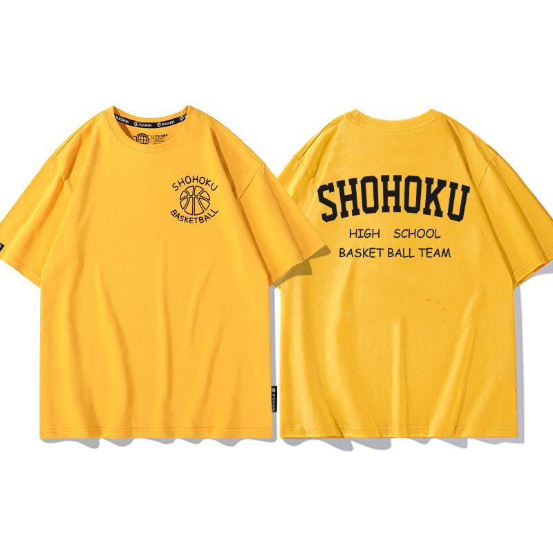 Cool anime Slam Dunk cartoon short-sleeved T-shirt for men summer front and back print loose clothes around Yukawa Kaede