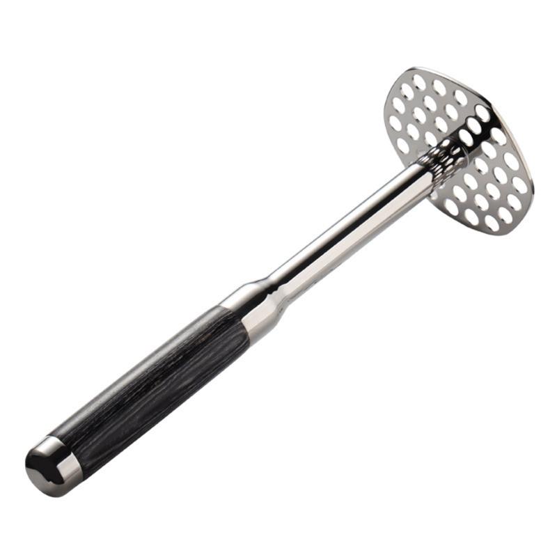 Stainless Steel Potato Masher with Wooden Long Handle Manual Potato Press for Mashing Avocados Fruits and Vegetables 1