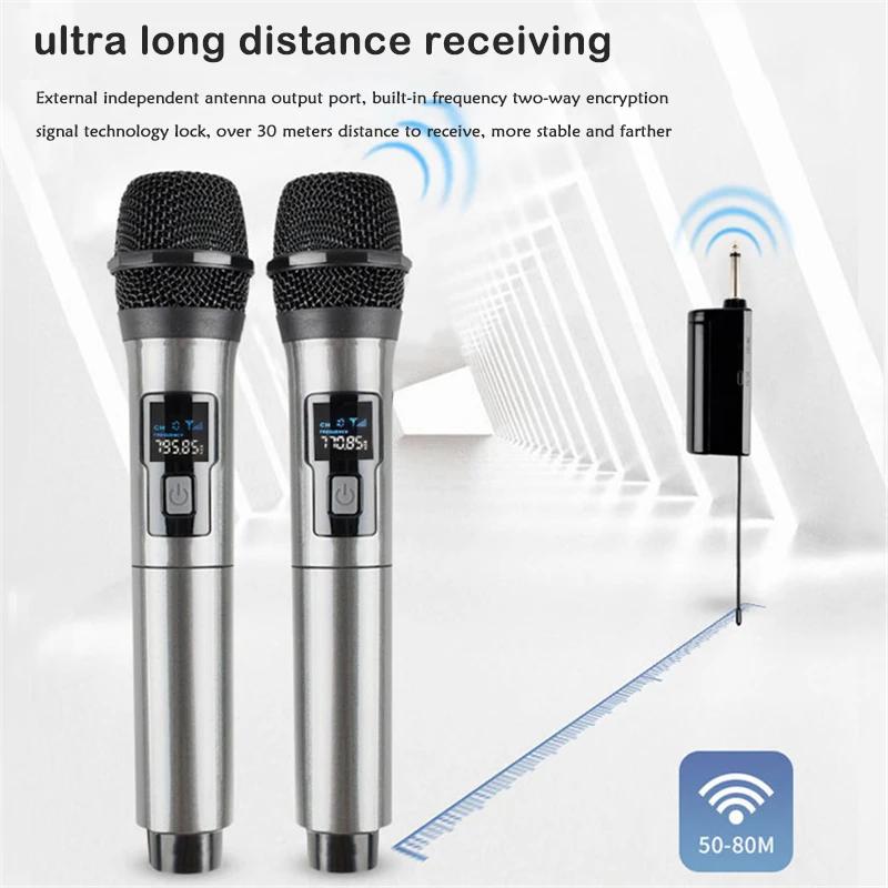 Wireless Microphone 2 Channels UHF Fixed Frequency Handheld Mic Mic Phone For Party Karaoke Professional Church Show Meeting