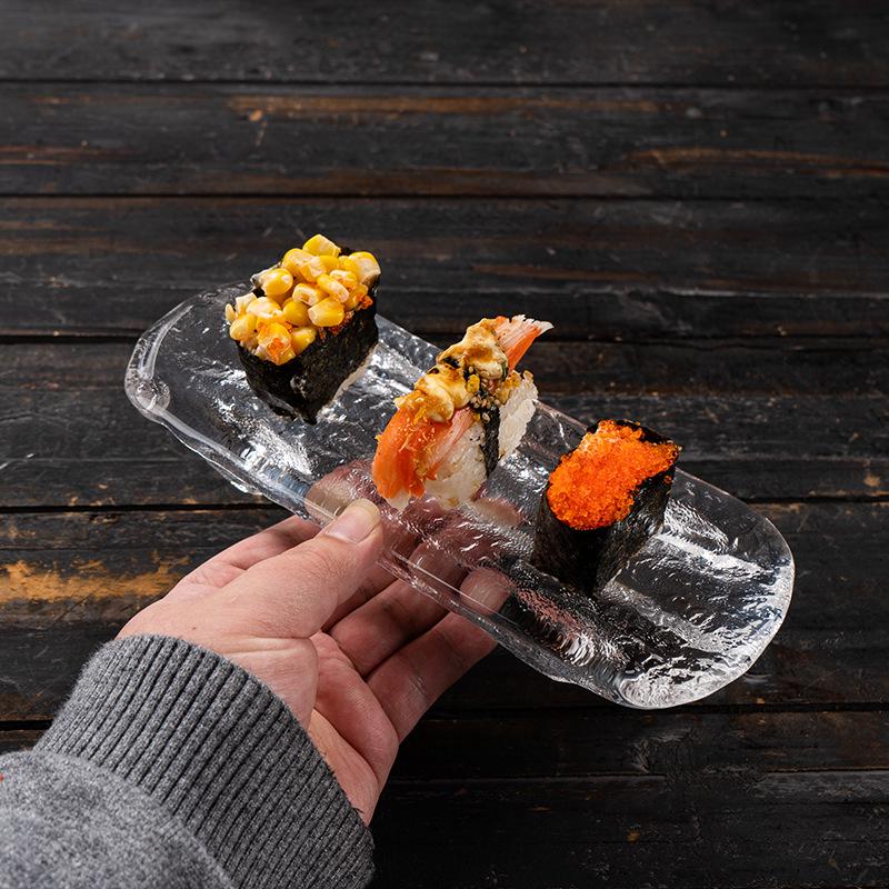 Sushi & Dessert Glass Plate - Rectangular INS Style for Home and Hotel Use