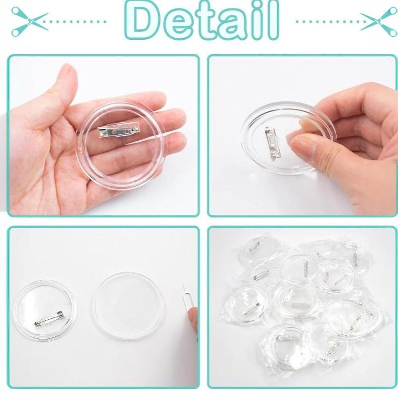 Blank Acrylic DIY Button Pins 10 PCS Transparent Badge Set for Small Business Custom Pin Making Supplies
