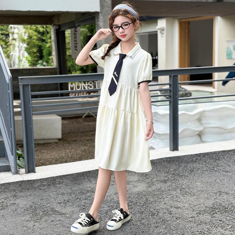 Girls' Summer Dress 2026 New Style Girls' Stylish Short Sleeve College Style POLO Skirt